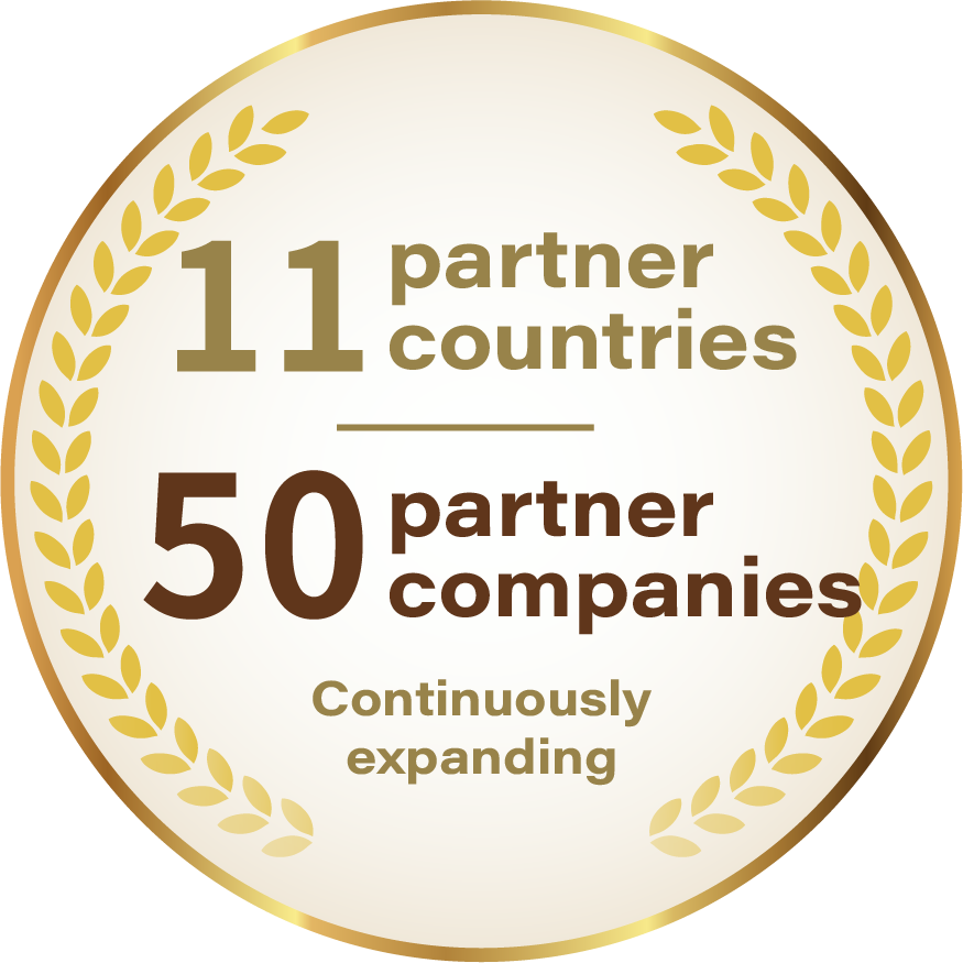11 partner countries, 50 partner companies, Continuously expanding